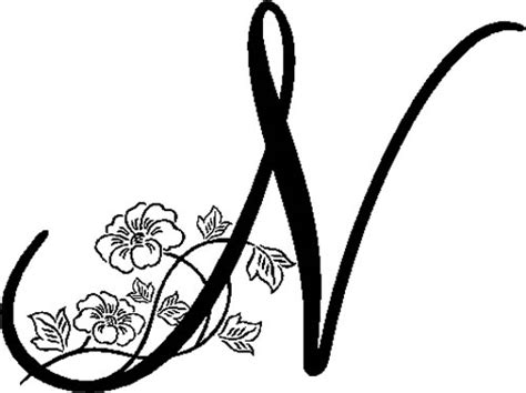 Find all the words containing your letter. Floral Illustrated Letter N : Decals and Stickers, The ...