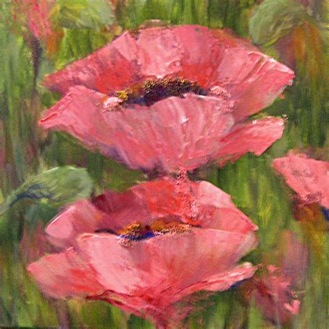 Painting My World Pink Poppies 9x9 Acrylic