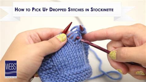 How To Pick Up Dropped Stitches In Stockinette Knitting Tutorial