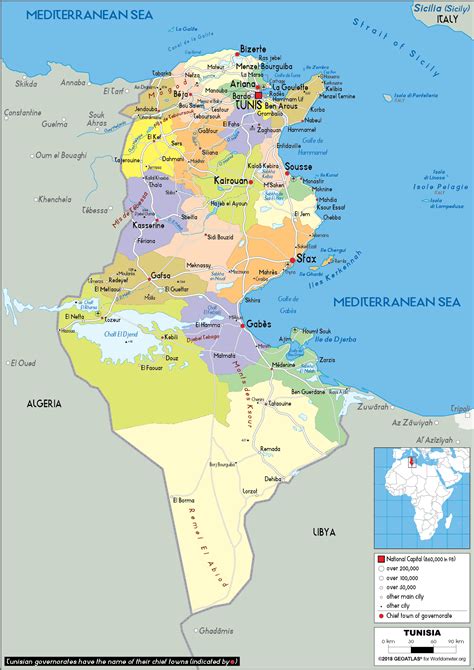Tunisia Map Political Worldometer