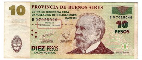 Argentina Note Emergency Buenos Aires 10 Pesos 2002 Serial B Wink Ovi Vf