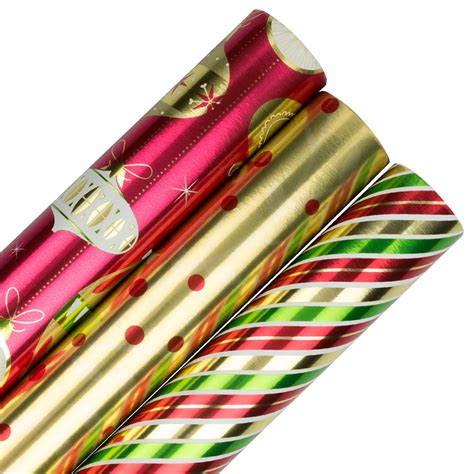 Jam Assorted T Wrap Christmas Foil Wrapping Paper 75 Sq Ft Total
