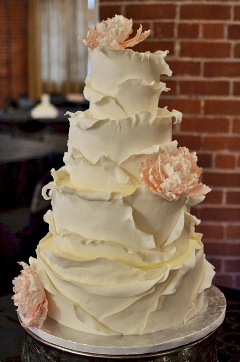 Curly Peony Wedding Cake