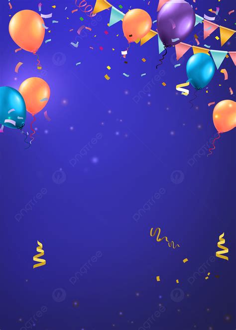 Blue Birthday Background With Colorful Balloons Wallpaper Image For