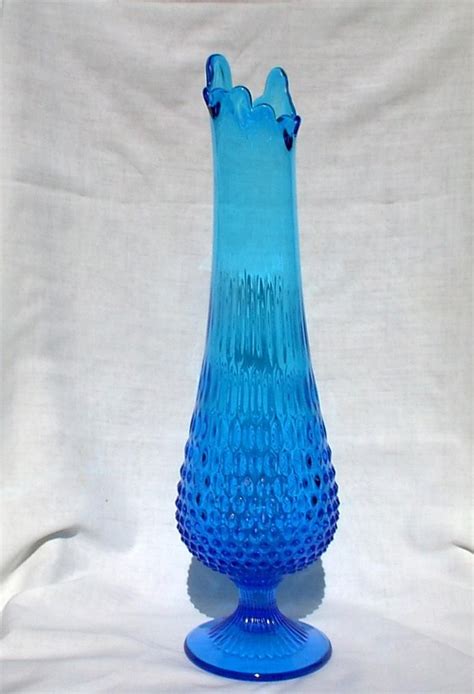 Fenton Colonial Blue Hobnail Tall Swung Vase S Etsy Blue