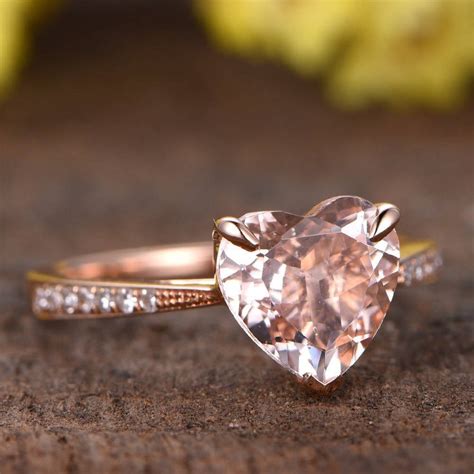 Rose gold engagement ring are available in a large variety of sizes and some are even adjustable. Pink Morganite ring rose gold half eternity diamond ...