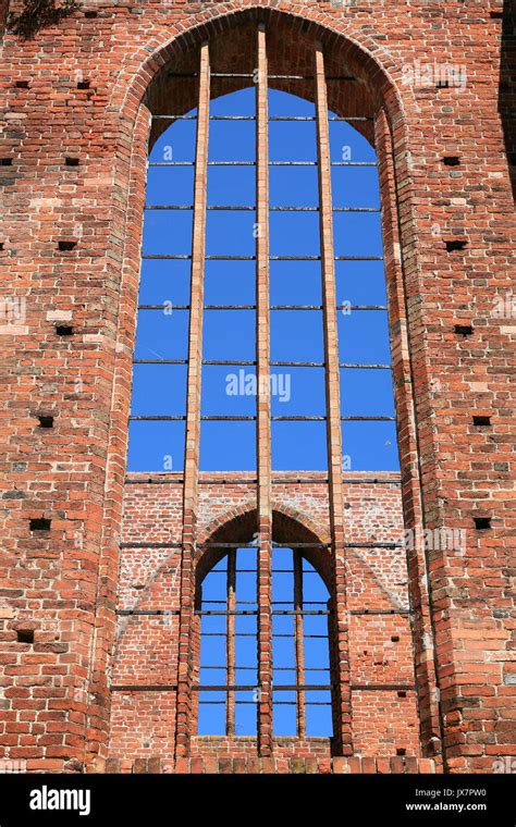 Window Of An Old Abandoned Church With Brick Wall Stock Photo Alamy