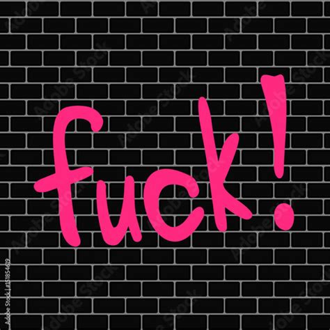 Cute Hand Drawn Pink Fuck Word Graffiti Lettering Slogan Vector Card