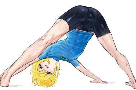 Rule 34 All Fours Barefoot Bike Shorts Blonde Hair Bulge Compression