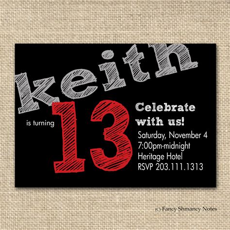 7 Best Images Of Free Printable 13th Birthday Boy Invitations Teen