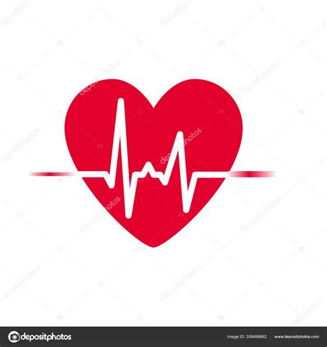 Heartbeat Icon Vector Heart Rhythm Electrocardiogram Ecg Ekg