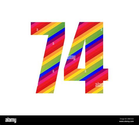 74 Number Rainbow Style Numeral Digit Colorful Seventy Four Number