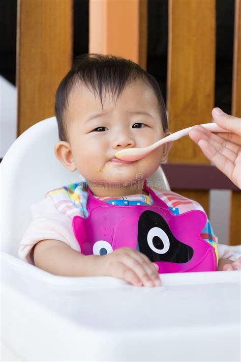 Asian Cute Baby Eating Food Stock Photo Image Of Beautiful Food