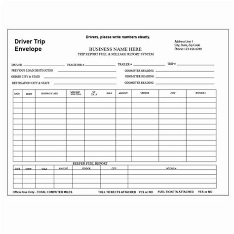 Trip Sheet For Truck Driver