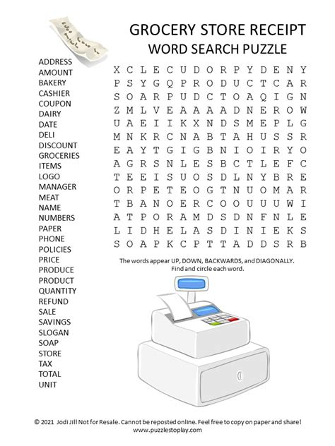 Grocery Store Word Search