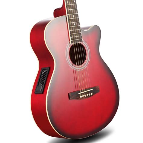 Red Colour 39 Electric Acoustic Guitar Premium Combo Crazy Sales