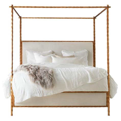 A modern canopy bed with the warmth of solid wood, our hale bed creates a bedroom oasis. Marilyn Modern Classic Gold Leaf White Linen Upholstered ...