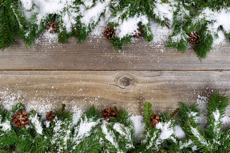 Snowy Borders On Wood ~ Holiday Photos On Creative Market