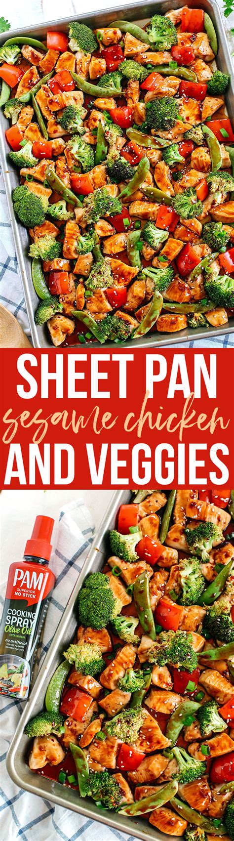 Sheet Pan Sesame Chicken And Veggies Eat Yourself Skinny