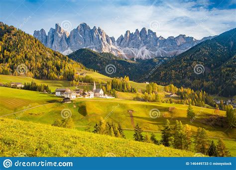 Val Di Funes In The Dolomites At Sunset South Tyrol Italy Stock Image