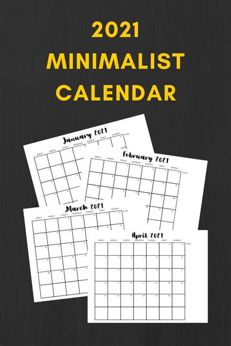 It's time to stow the sourpuss, say farewell to an unforgettable year and embrace a new beginning with our free printable 2021 calendar. Free 2021 Minimalist Calendar Printable - My Pinterventures