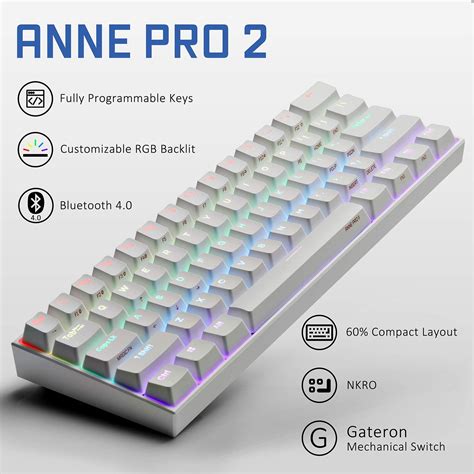 Buy Anne Pro 2 60 Wiredwireless Mechanical Keyboard Gateron Red