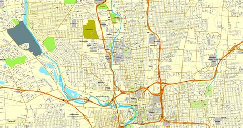 Columbus Ohio Us Exact Vector Map Adobe Pdf Editable