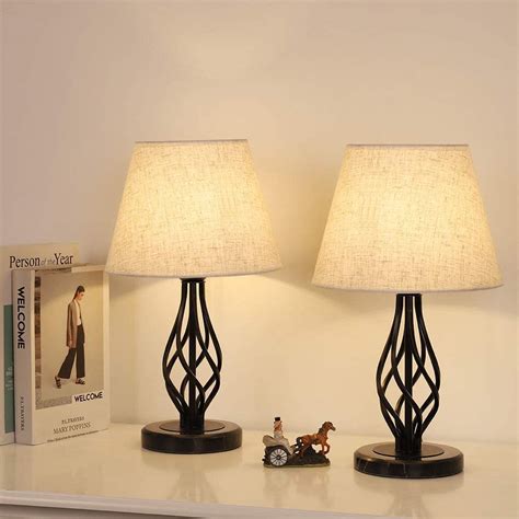 Haitral Bedside Table Lamps Set Of 2vintage Nightstand Lamps With