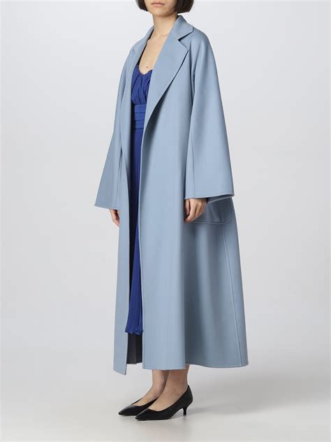 Max Mara Wool And Cashmere Coat Gnawed Blue Max Mara Coat