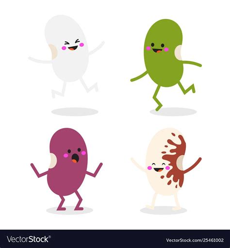 Cute Cartoon Beans With Different Emotion Vector Image Sponsored Beans Cartoon Cute