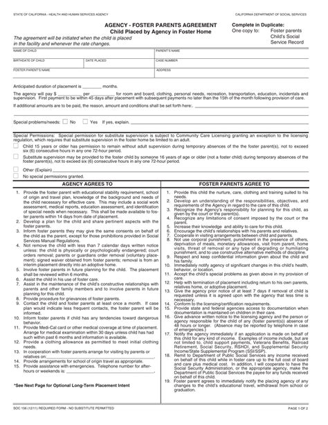 Form Soc156 Download Fillable Pdf Or Fill Online Agency Foster