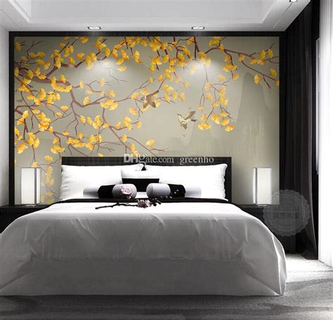3d effect wallpaper murals can be. Elegant 3D Wallpaper Chinese Painting Wall Mural Ginkgo ...
