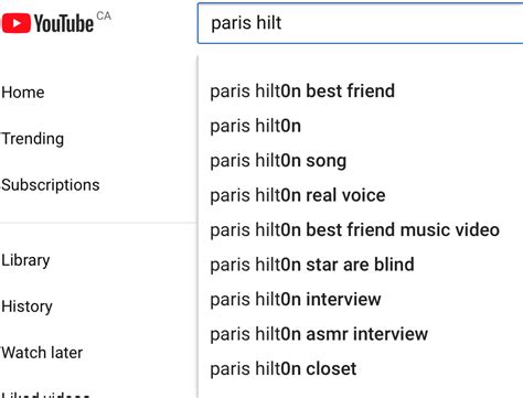 [misc fd] why is it that when you try to look up paris hilton on youtube you can t type out her