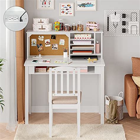 Adorneve Wooden Desk And Chair Set With Usb Ports Kids Study Desk With