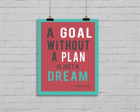 A Goal Without A Plan Is Just A Dream Digital Quote Printable Etsy