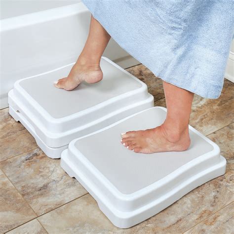 Support Plus Stackable Bath Safety Steps Slip Resistant Step Stool Platform For Bathroom And
