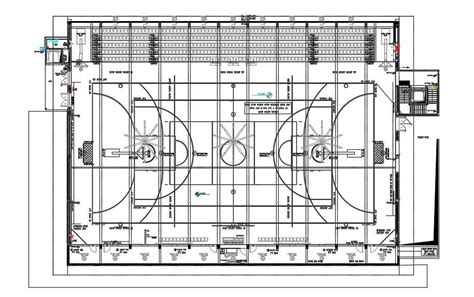 2d Cad Drawing Basketball Stadium Autocad File Download Cadbull