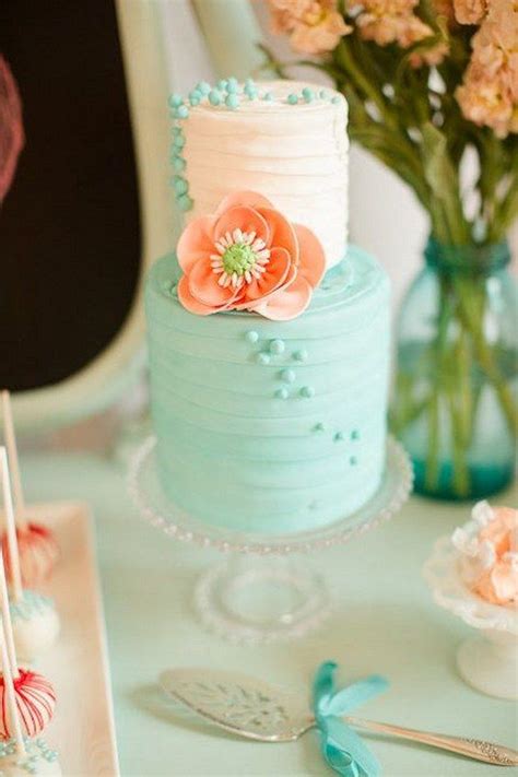 45 Peach And Mint Spring Summer Wedding Color Ideas Teal Wedding Cake