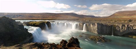 Iceland Waterfall Godafoss Panorama