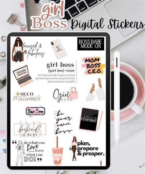 Girl Boss Business Planner Digital Stickers Work From Home Etsy