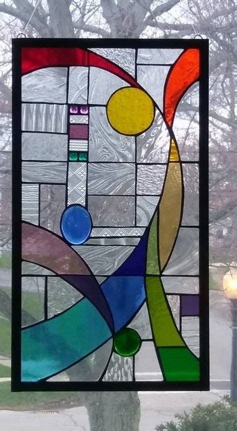 Abstract Art Deco Geometric Frank Lloyd Wright Rainbow Glass