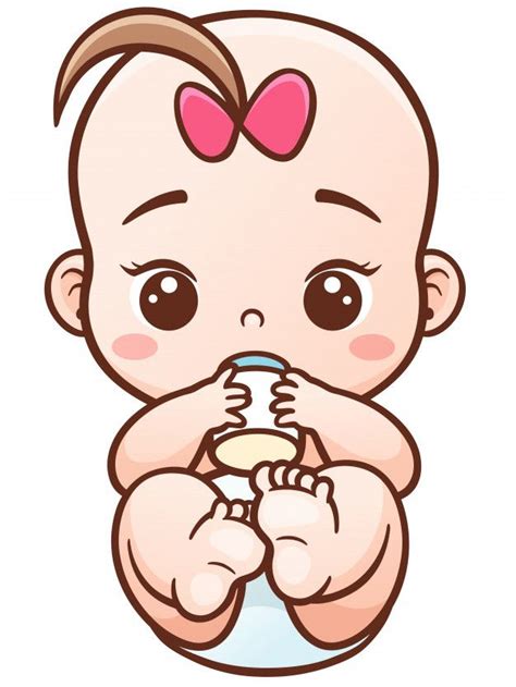 Bebê Dos Desenhos Animados Segurando Uma Garrafa De Leite Baby