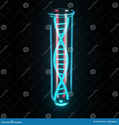 Dna Structure In Test Tube 3d Dna Molecules Illustration Stock