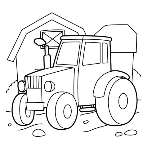 Tractor Coloring Page 1857275 Vector Art At Vecteezy