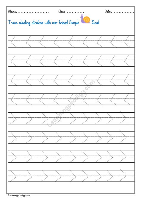 Slanting Strokes Learningprodigy Pattern Lines Tracing