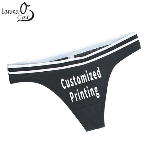 Lanmaocat Customized Cotton G String Thongs Underwear Printing Women Lady Custom Panties Thongs