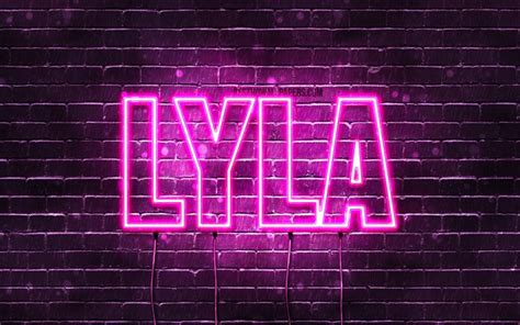 Download Wallpapers Lyla 4k Wallpapers With Names Female Names Lyla Name Purple Neon Lights