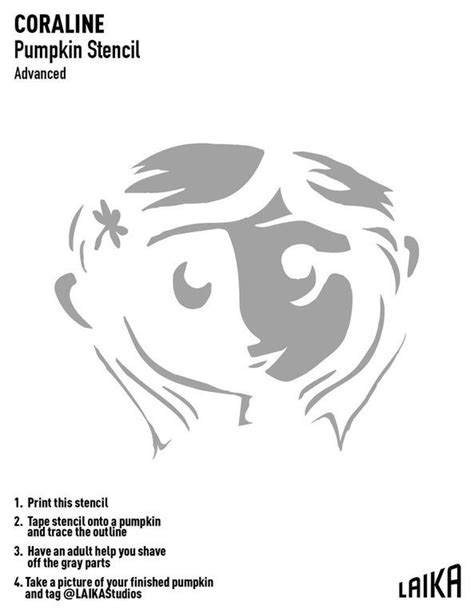 Coraline Pumpkin Stencil Pumpkin Pattern Pumpkin Template Jack O