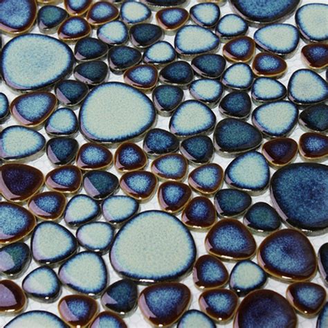 Green Porcelain Pebble Tile Heart Shaped Mosaic Glazed Wall Tiles