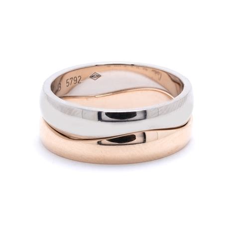 Cartier Rose And White Gold Double Stack Wave Band Ring Oliver Jewellery